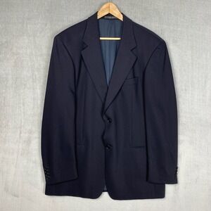 Vtg Hugo Boss Blazer Mens 42R Navy Virgin Wool Made in USA Minimalist Luxury